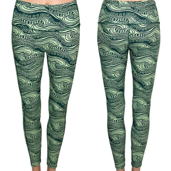 Honey Girl Waterwear Hawaii Ankle Legging paddling Ocean green wave UPF 50+ - Picture 1 of 7
